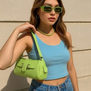 NWT Vintage Y2K Chartreuse Baguette Bag